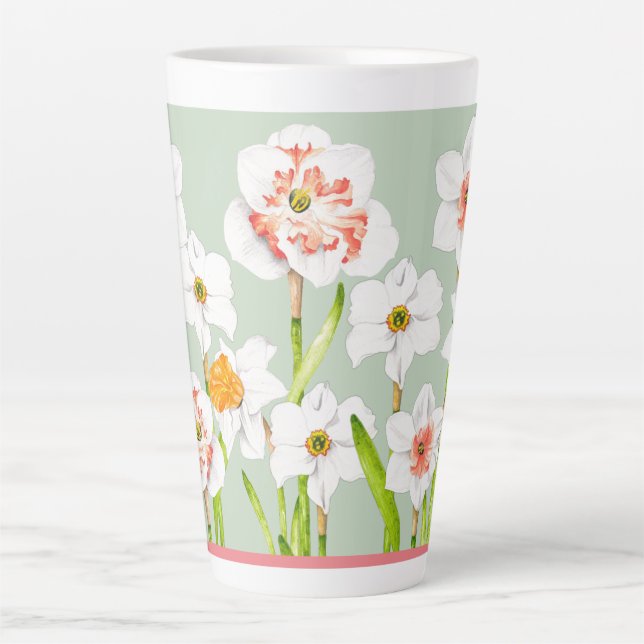 De Café Latte Daffodils em uma grande caneca latina (Frente)