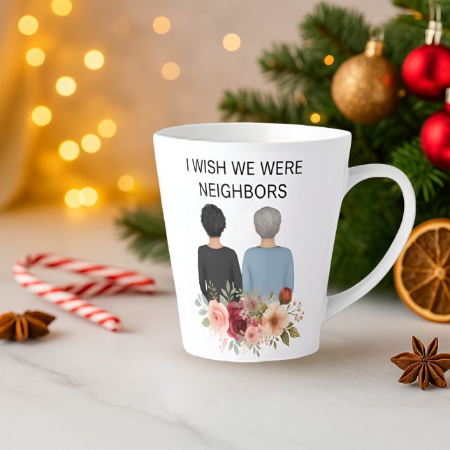 De Café Latte Eu Desejo Que Fôssemos Vizinhos Caneca Melhores Am (Customizable hair color and length, ethnicities, etc.)
