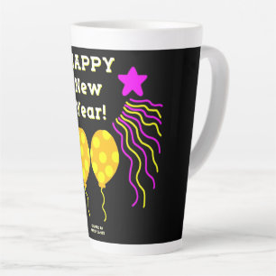 De Café Latte Feliz ano novo deseja uma caneca latina grande