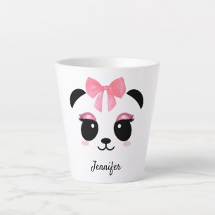 De Café Latte Kawaii panda cílios fofos personalizados caneca la