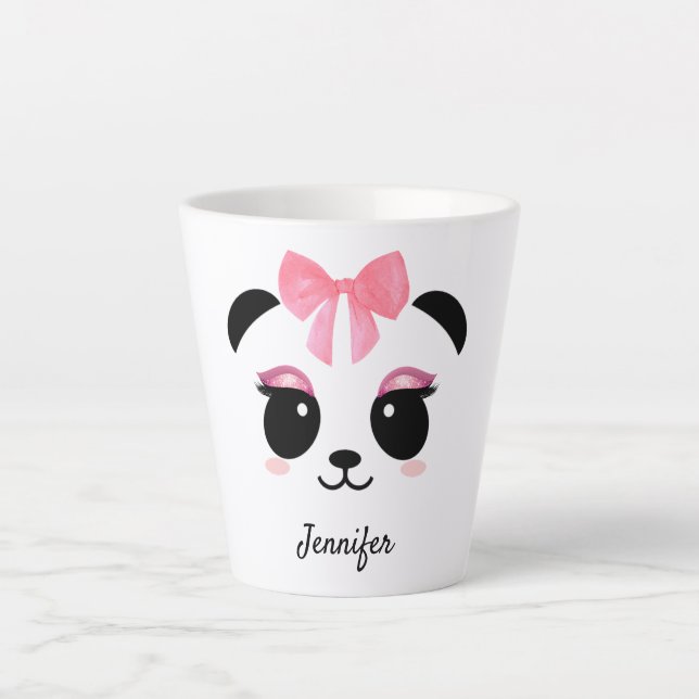 De Café Latte Kawaii panda cílios fofos personalizados caneca la (Frente)