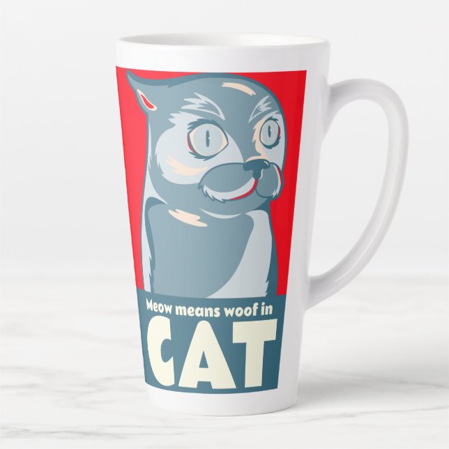 De Café Latte Meow significa woin cat engraçado citando caneca d (Direita)