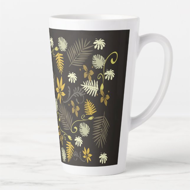 De Café Latte Mostarda e caneca floral preta (Direita)