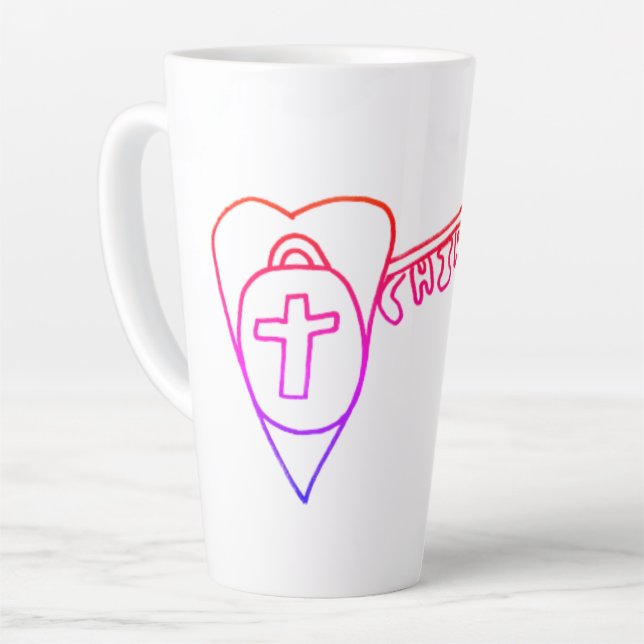 De Café Latte O cristo é a chave da caneca latente grande (Ângulo esquerdo)