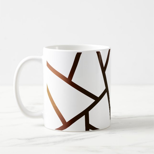 De Café linhas marrons e pretas geométricas caneca do (Esquerda)