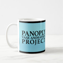 De Café Logotipo preto da panóplia em uma caneca azul