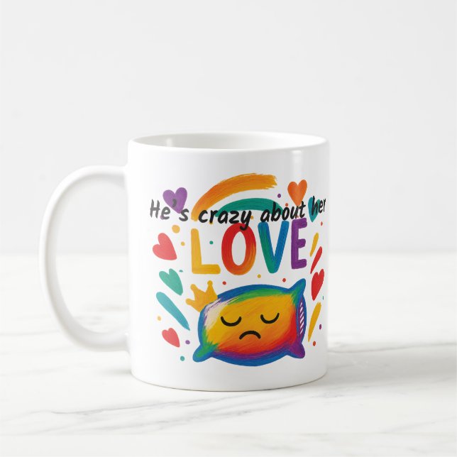 De Café "Louco Por Ela" Caneca do Orgulho | Amor LGBTQ+ Ar (Esquerda)