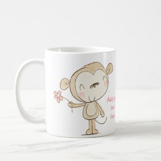 De Café Macaco bonito do ♥ da CANECA do ♥ com ilustração (Esquerda)