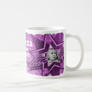 De Café Mãe do ano foto estrelas caneca roxa brilhante