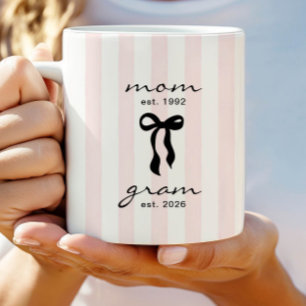 De Café Mãe para Caneca da Vovó Laço Rosa Listras