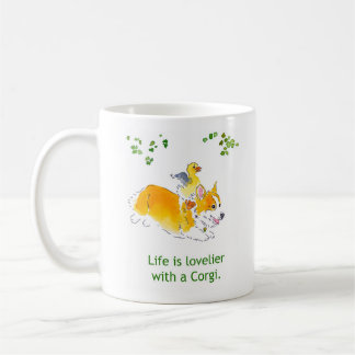 De Café Mais bonito com uma caneca do Corgi