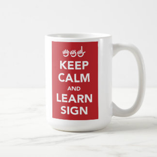 De Café Mantenha calmo e aprenda a caneca do sinal