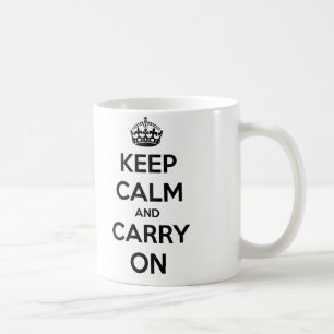 De Café Mantenha calmo e continue a caneca (preto e