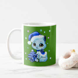De Café Mão bonita caneca tirada do gato do Natal por Mei