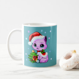 De Café Mão bonita caneca tirada do gato do Natal por Mei