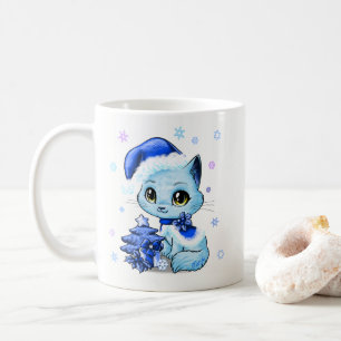 De Café Mão bonita caneca tirada do gato do Natal por Mei