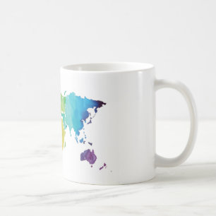 De Café Mapa do mundo da aguarela - caneca