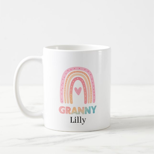 De Café Melhor Caneca Arco-íris da Vovó Personalizada, Pre (Esquerda)
