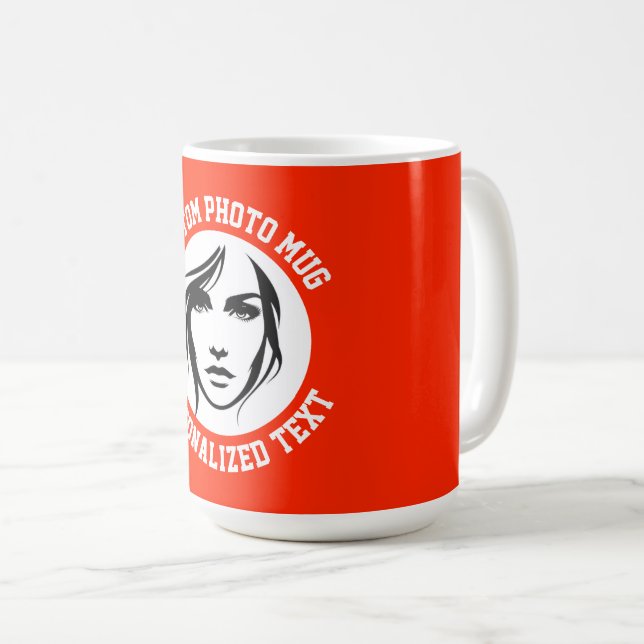 De Café Minha Face em uma Caneca Grande VERMELHA BRILHANTE (Frente Esquerda)