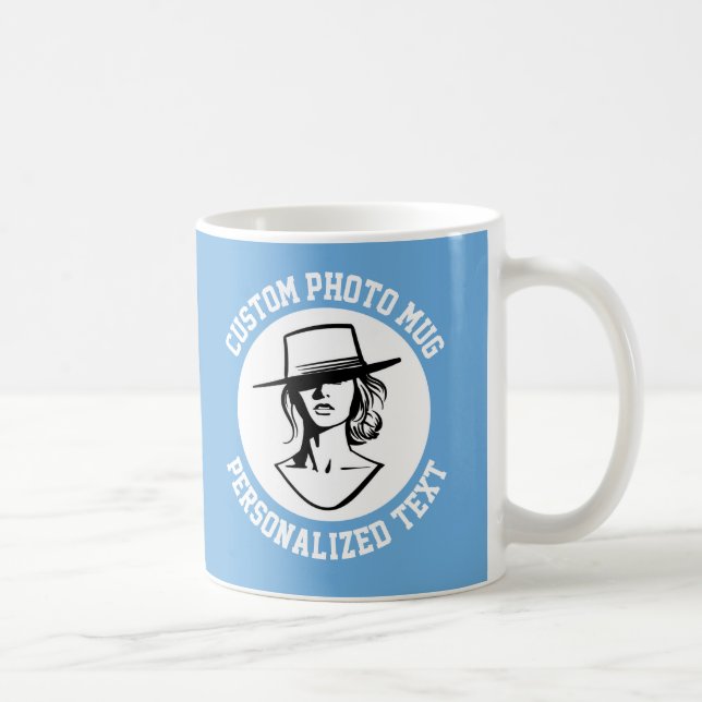 De Café Minha Face em uma Caneca Personalizada AZUL PÓ (Direita)