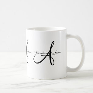 De Café Monograma A do casamento & caneca branca preta do