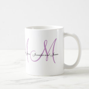 De Café Monograma B do casamento & caneca branca do favor