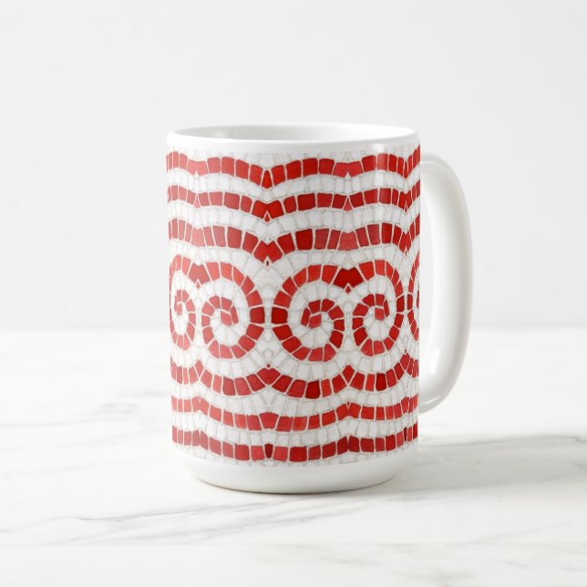 De Café MOSAICO IÔNICO VERMELHO Caneca Alta Branca (Frente Esquerda)