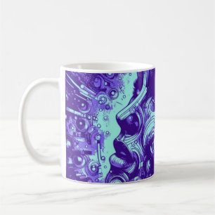 De Café Musa Mecânica Caneca Cyberpunk Roxa