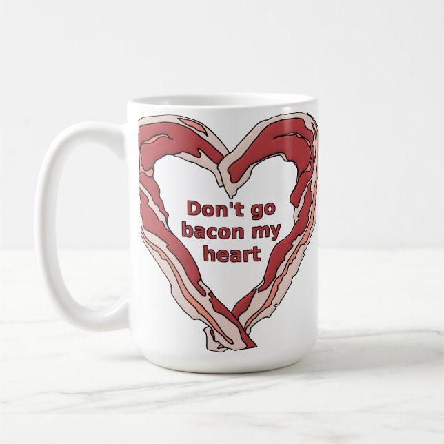De Café Não Vá Bacon Meu Coração Caneca Divertida (Esquerda)