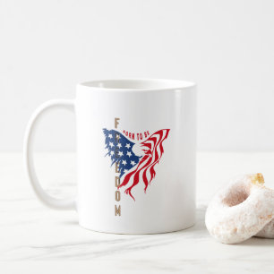 De Café Nascido para Ser Águia Patriótica Livre   Caneca C