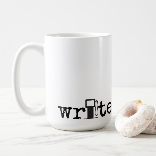 De Café ND para o ES - caneca preta enorme do texto do (Com Donut)