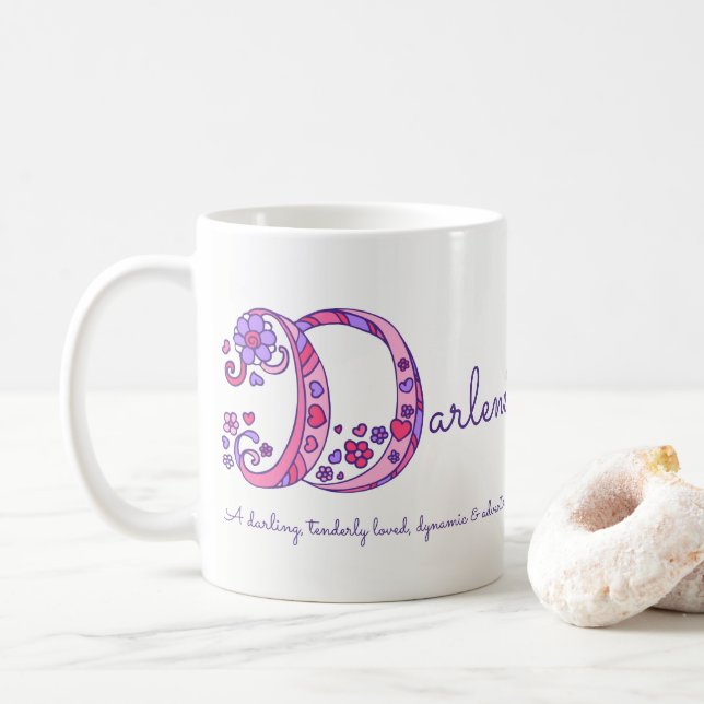 De Café Nome Darlene que significa caneca D monograma deco (Com Donut)