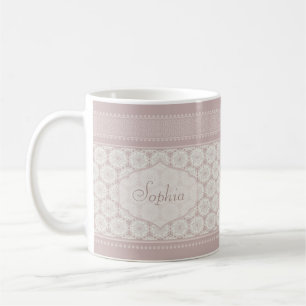 De Café Nome personalizado do monograma cor-de-rosa caneca