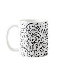Notas pretas da música na caneca personalizada
