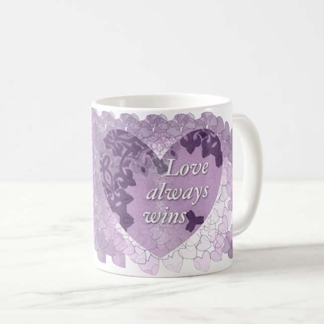 De Café O "amor ganha sempre" a caneca (Frente Esquerda)