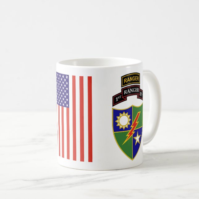 De Café ø batalhão - 75th caneca da guarda florestal w/Tab (Frente Esquerda)