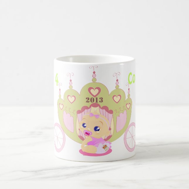 De Café O bebê real rosa comemorativo da menina da caneca (Centro)