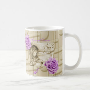 De Café O carrossel sonha rosas do vintage e caneca da