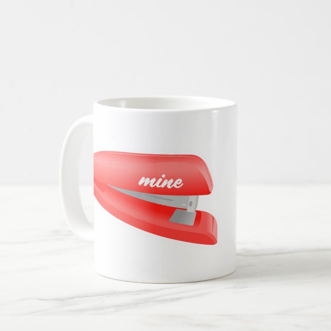 De Café O grampeador vermelho é caneca da mina (Frente Esquerda)