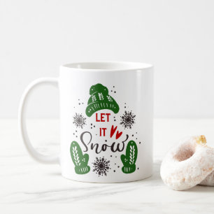 De Café O Natal Deixou Neve Uma Caneca Verde Vermelha