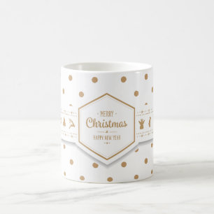 De Café O Natal dourado elegante pontilha a caneca
