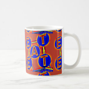 De Café o vermelho/azul come a caneca