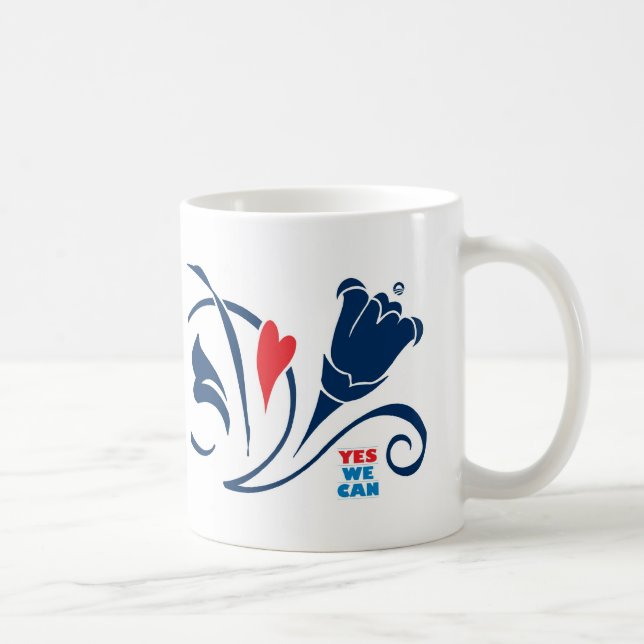De Café Obama - sim nós podemos, caneca das flores do (Direita)