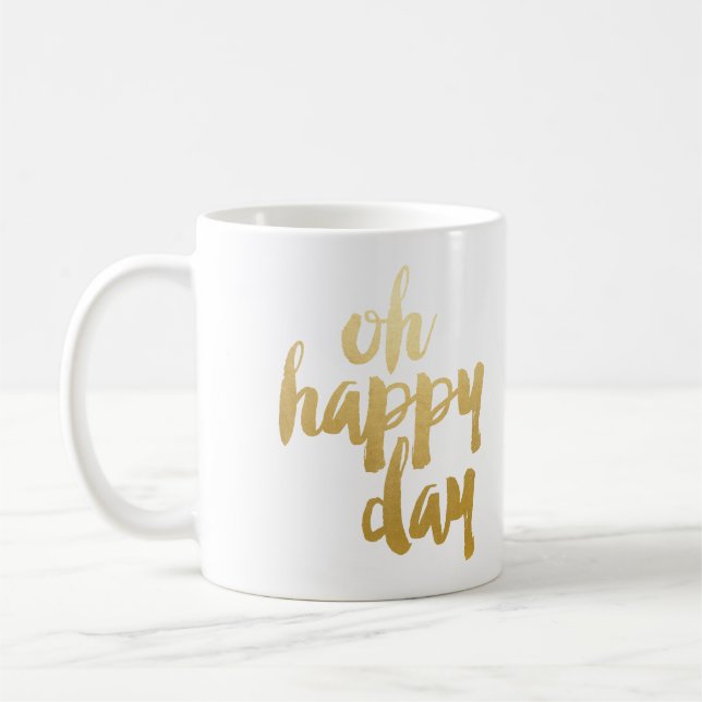 De Café Oh caneca feliz do dia - ouro (Esquerda)