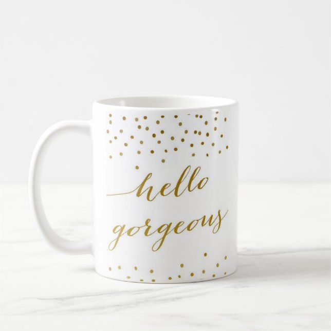 De Café "Olá!" - caneca branca clássica lindo (Esquerda)