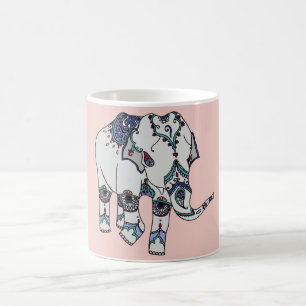De Café Ouro cor-de-rosa caneca Embellished do elefante