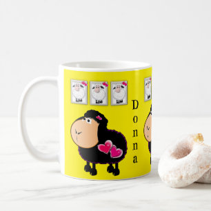 De Café Ovelhas Corações Rosa Caneca Amarela
