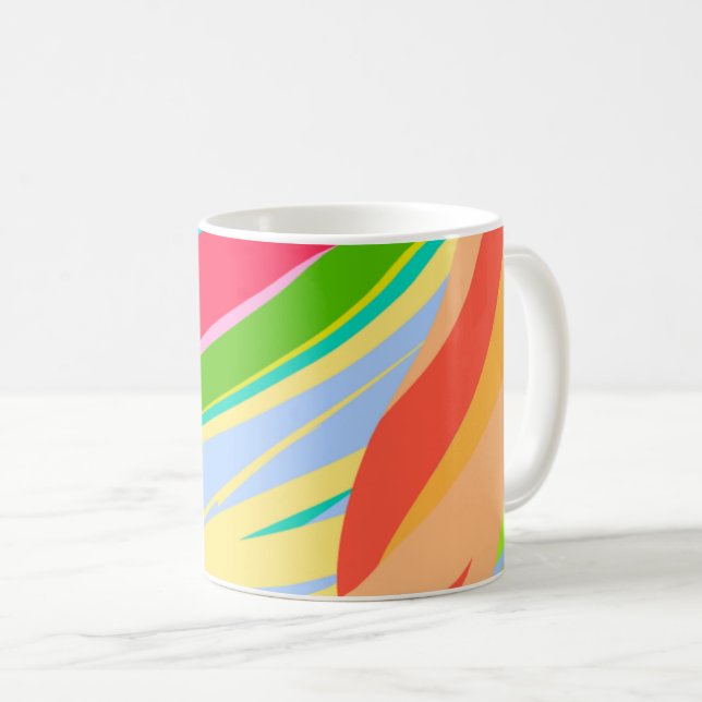 De Café Padrão Abstrato Colorido | Caneca Rosa Laranja Ver (Frente Esquerda)