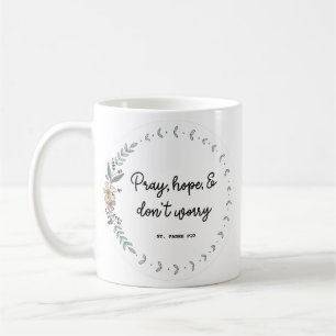 De Café Padre Pio citando caneca floral