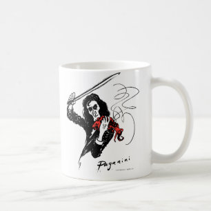 De Café Paganini que joga uma caneca vermelha do violino